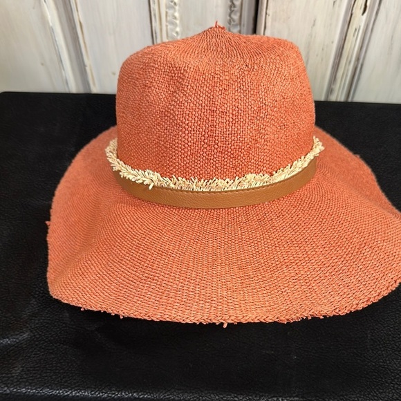 Stylish Dusty Orange Straw Sun Hat - Picture 1 of 7